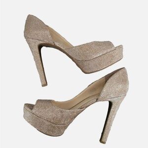 Jessica Simpson Martella Peep-Toe Platform D'orsay Pumps Gold Glitter